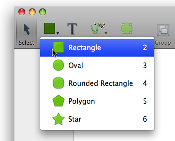 A dropdown menu on a selectable toolbar icon in Leopard
